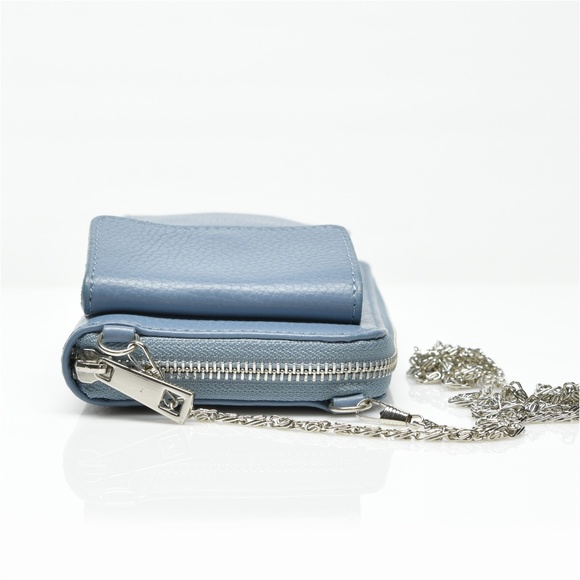 VERA PELLE Wallet and Cell Holder with Zip Closure and Chain Crossbody Strap - Picture 8 of 11